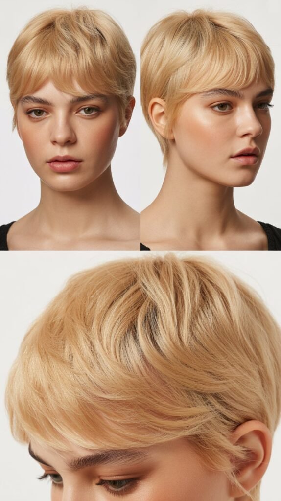 Wispy Micro Fringe with Champagne Blonde