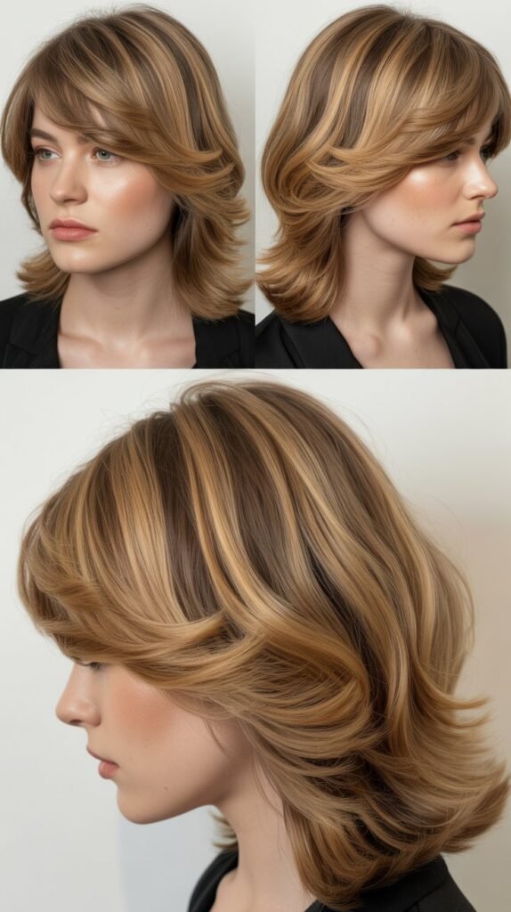 Side-Swept Bangs with Cascading Layers