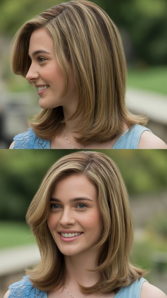 Side-Swept Layers With Center-Parted Back