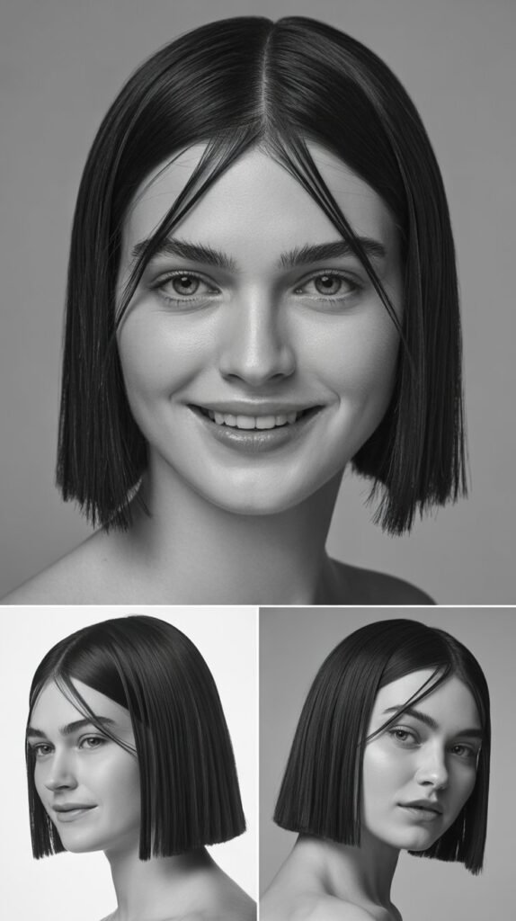 Precision Long Bob With Geometric Front Layers