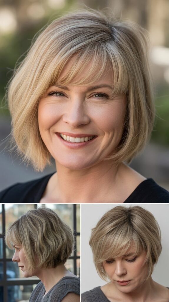 Angled Bob with Diagonal Bangs