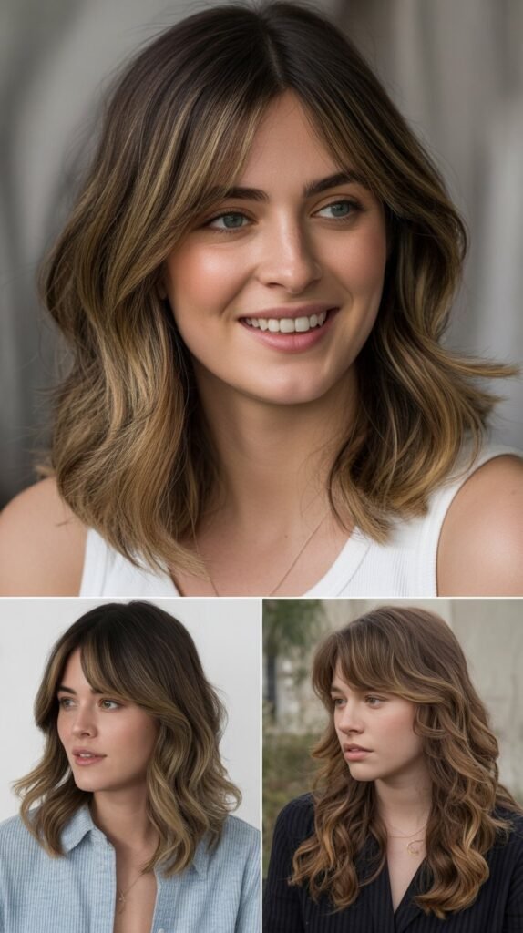  Angled Layers With Deep Side Part Bangs