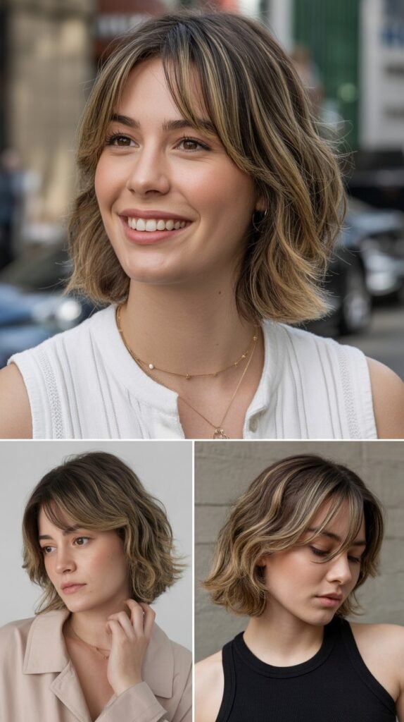 Arched Side Bangs with Medium Hair