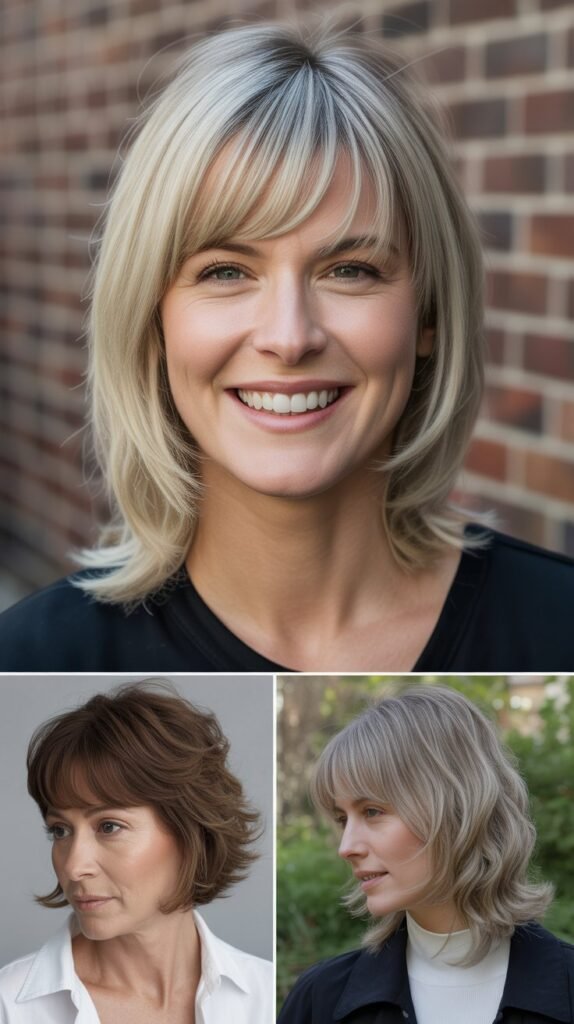  Asymmetrical Bangs with One-Length Hair