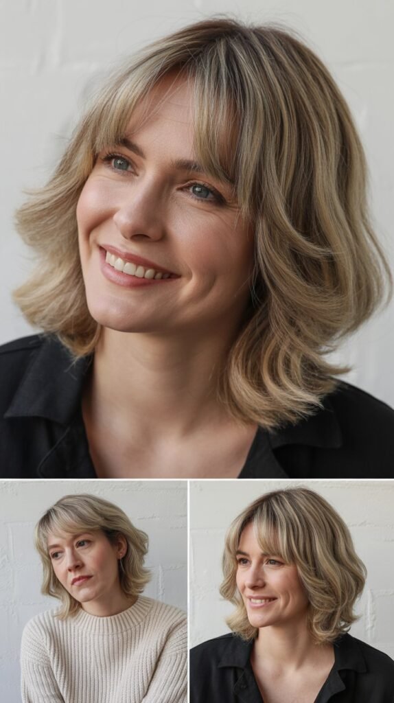  Asymmetrical Curtain Bangs