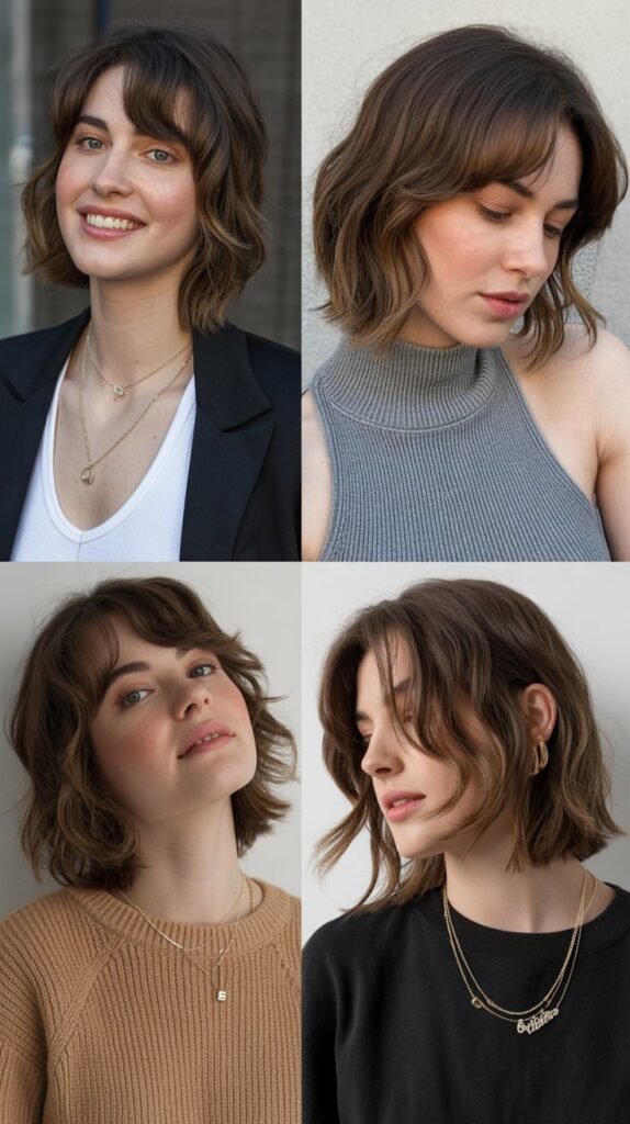 Asymmetrical Lob With Angled Bangs
