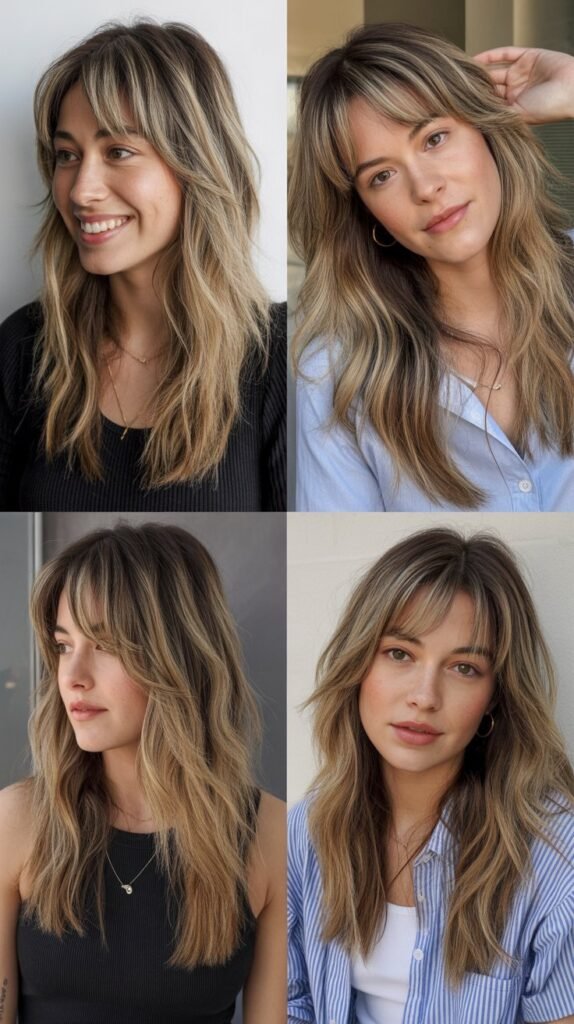  Beachy Layers With Curtain Bang Blend