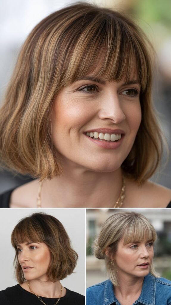 Blunt Curtain Bangs with Blunt Cut