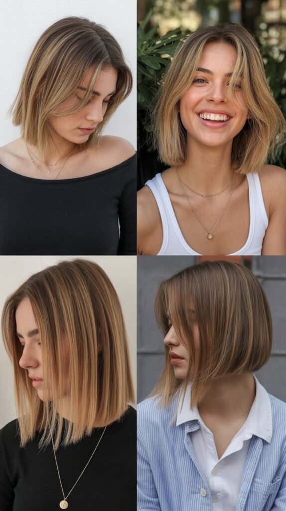  Blunt Cut with Face-Framing Layers Only