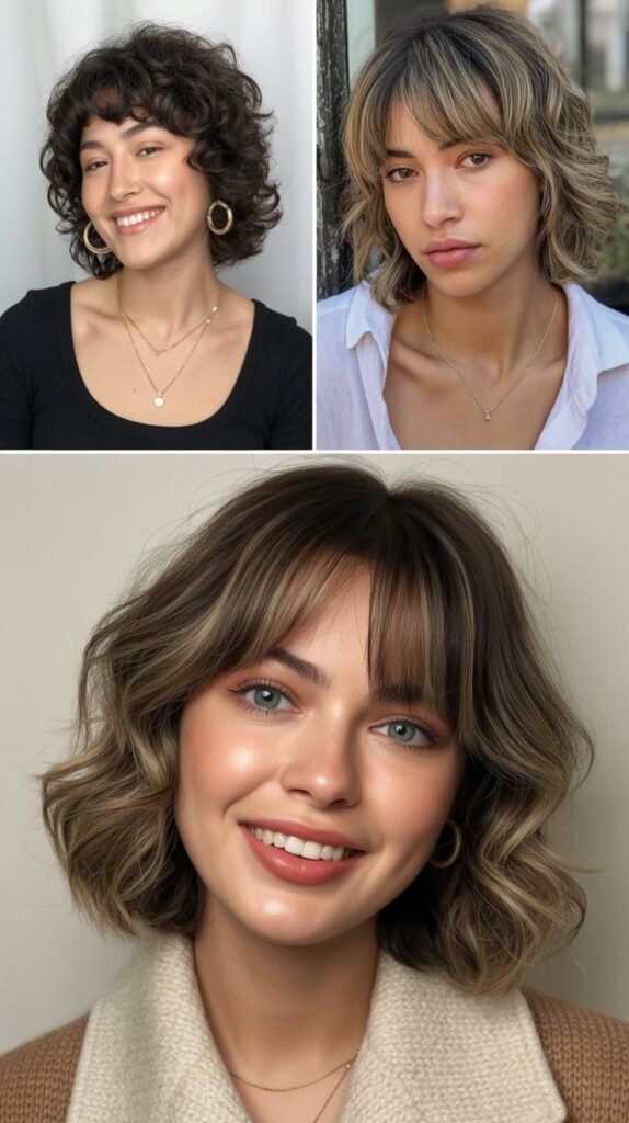  Choppy Curtain Bangs with Medium Shag