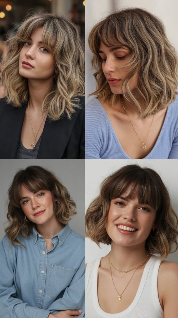 Choppy Curtain Bangs with Medium Shag