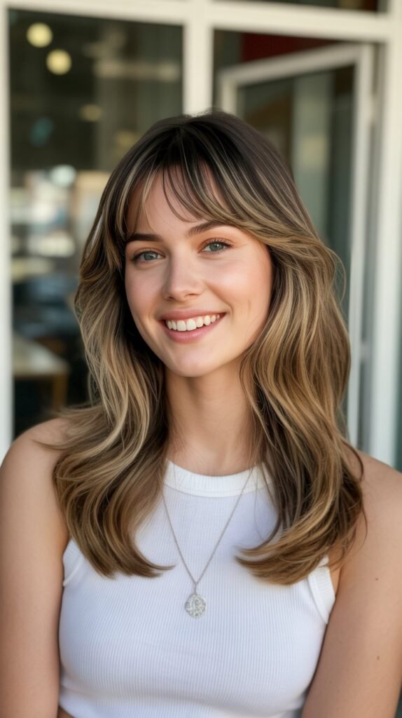 Classic Curtain Bangs with Long Layers