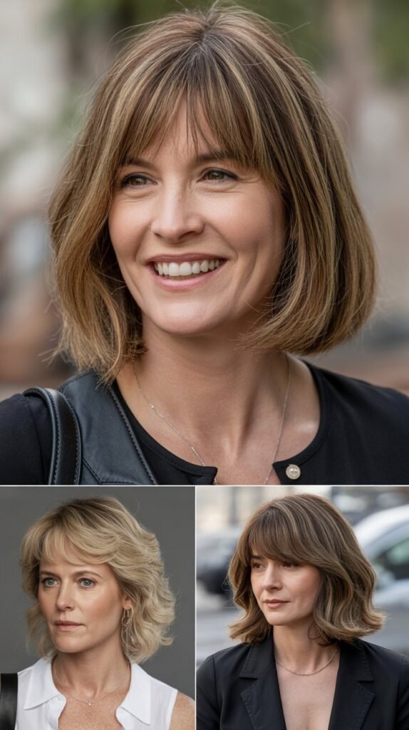 Classic Shoulder-Length Curtain Bangs