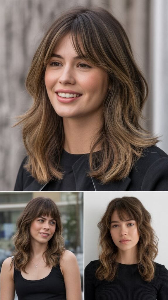 Collarbone-Length Layers With Feathered Bangs