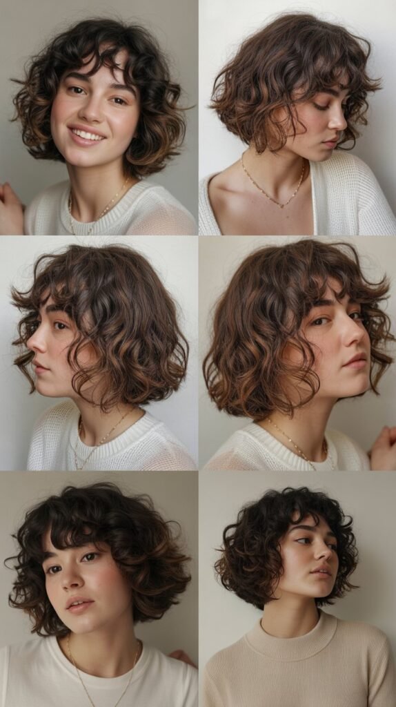 Curly Layered Chin Bob