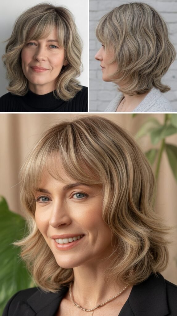  Curtain Bangs with Textured Ends