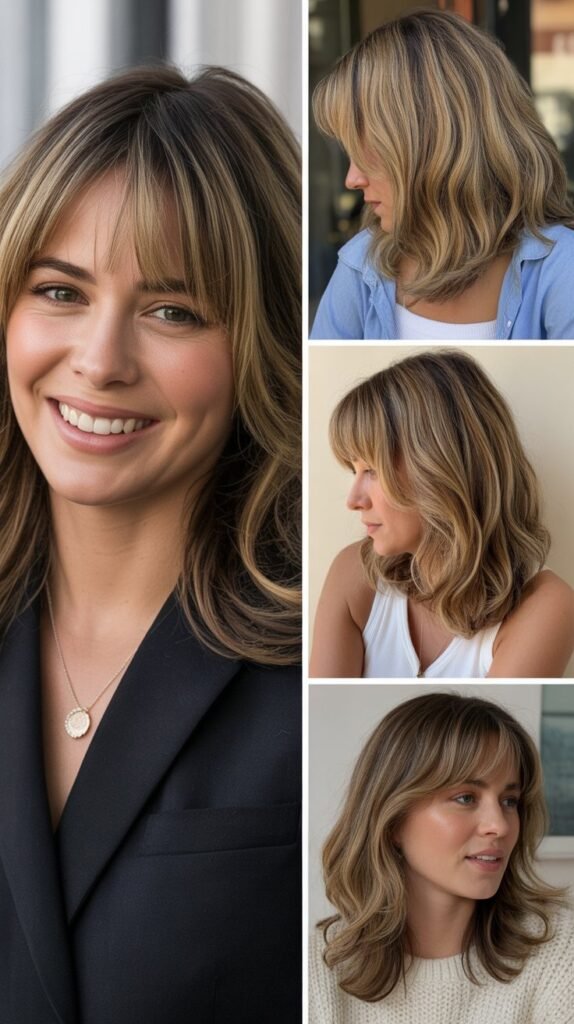 Curtain Bangs with Highlights