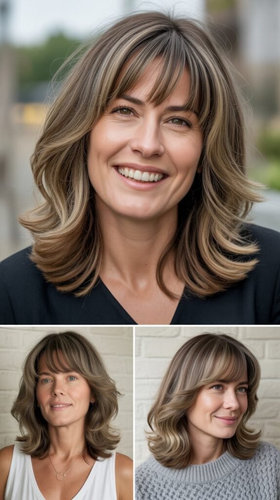 Curtain Bangs with Face-Framing Layers