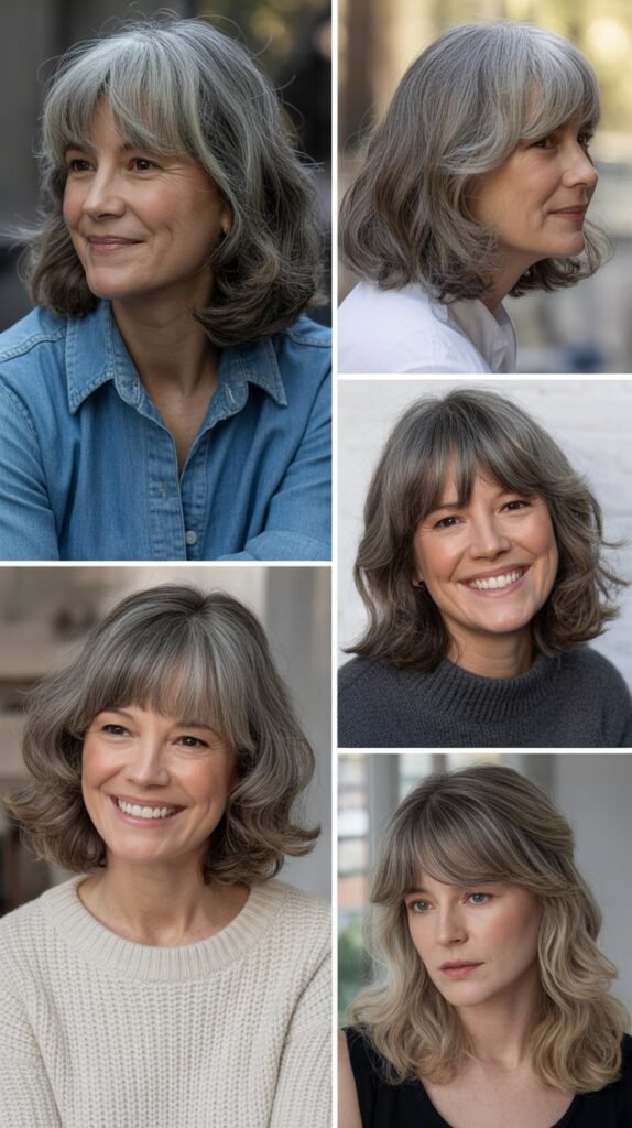  Curtain Bangs with Gray Hair