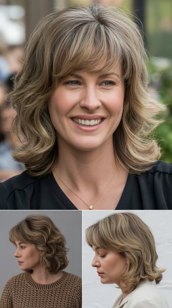 Curtain Bangs with Side-Swept Volume
