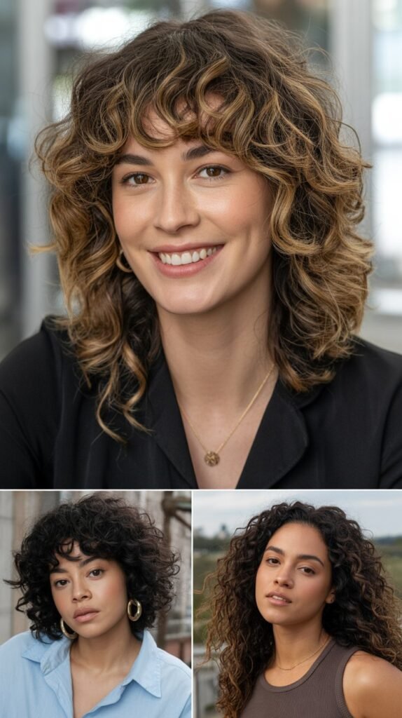  Curtain Bangs with Natural Curly Hair