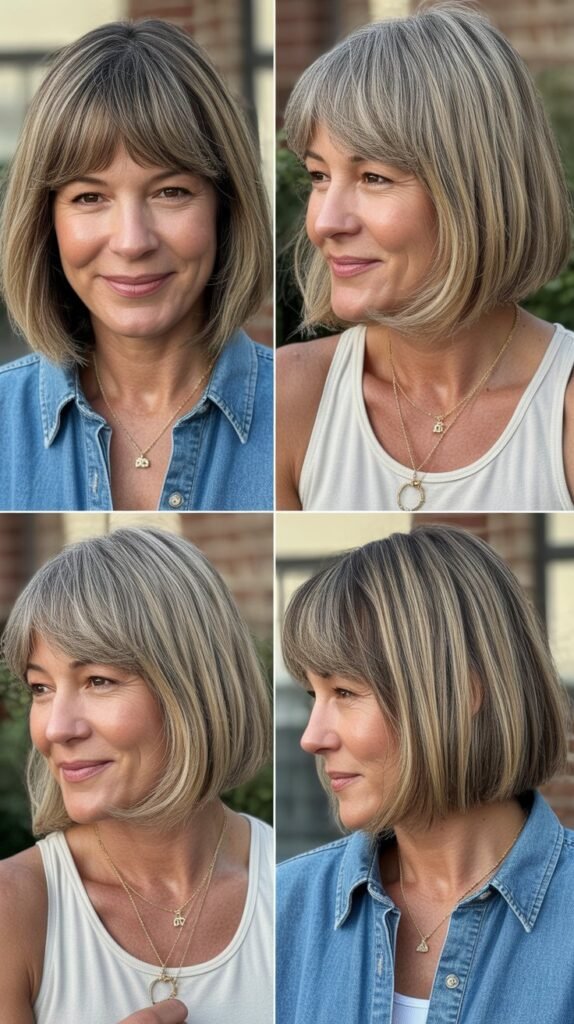 Curtain Bangs with Bob Haircut