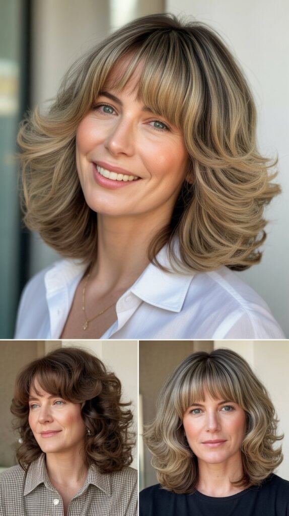  Curtain Bangs with Voluminous Blow-Dry