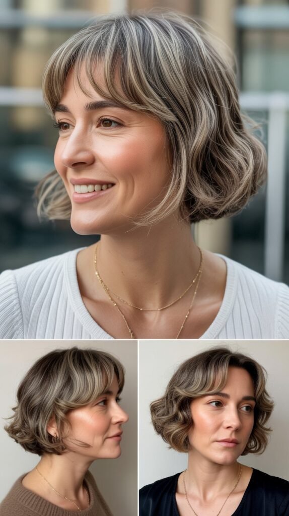 Curtain Bangs with Tucked Behind Ears Styling