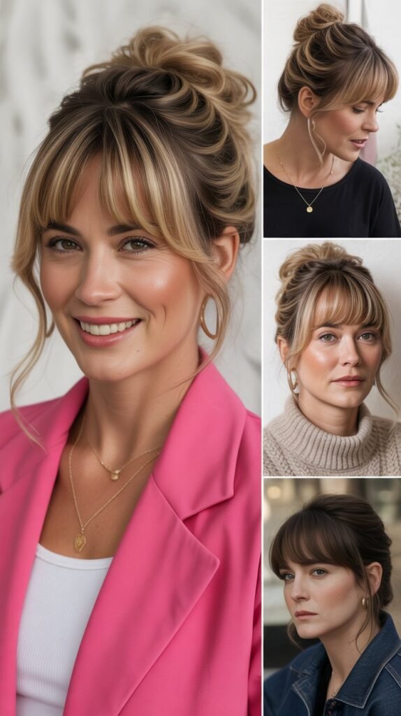 Curtain Bangs with Updo