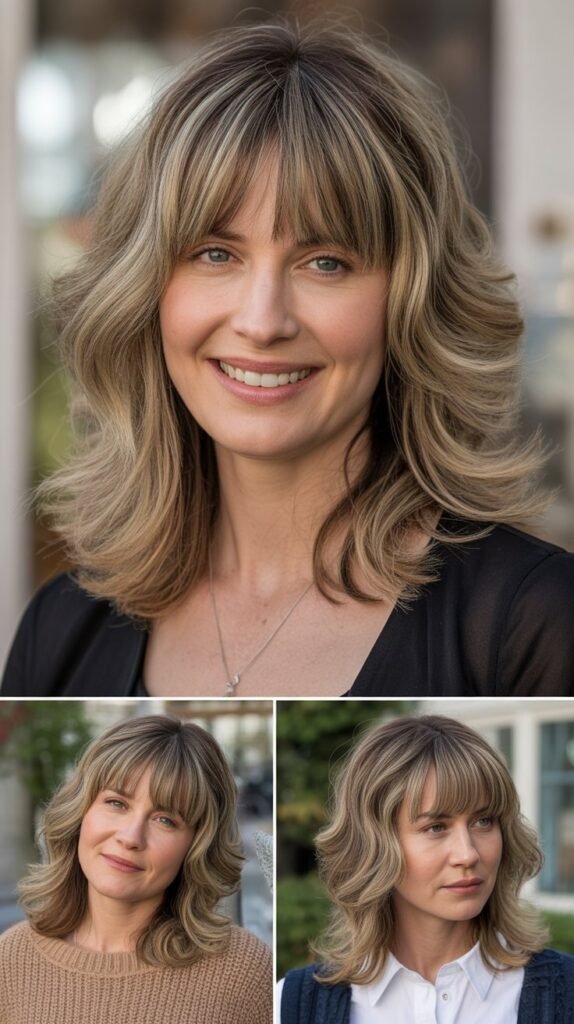 Curtain Bangs with Middle Highlight