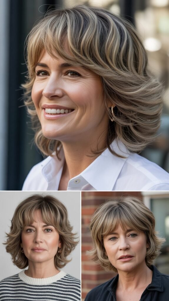 Curtain Bangs with Shaggy Layers