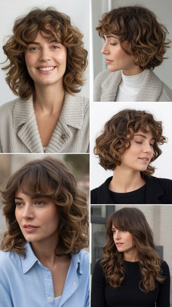  Curtain Bangs with Natural Curls