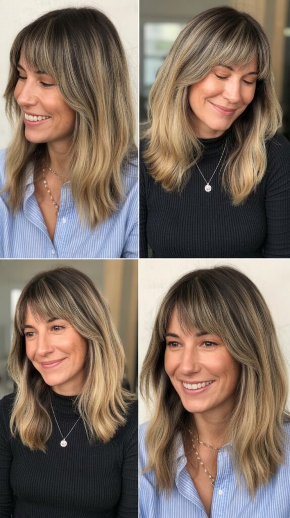 Curtain Bangs with Balayage