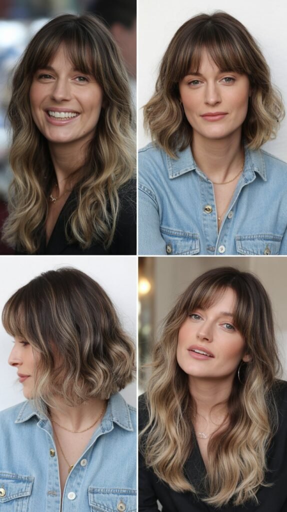  Curtain Bangs with Ombre