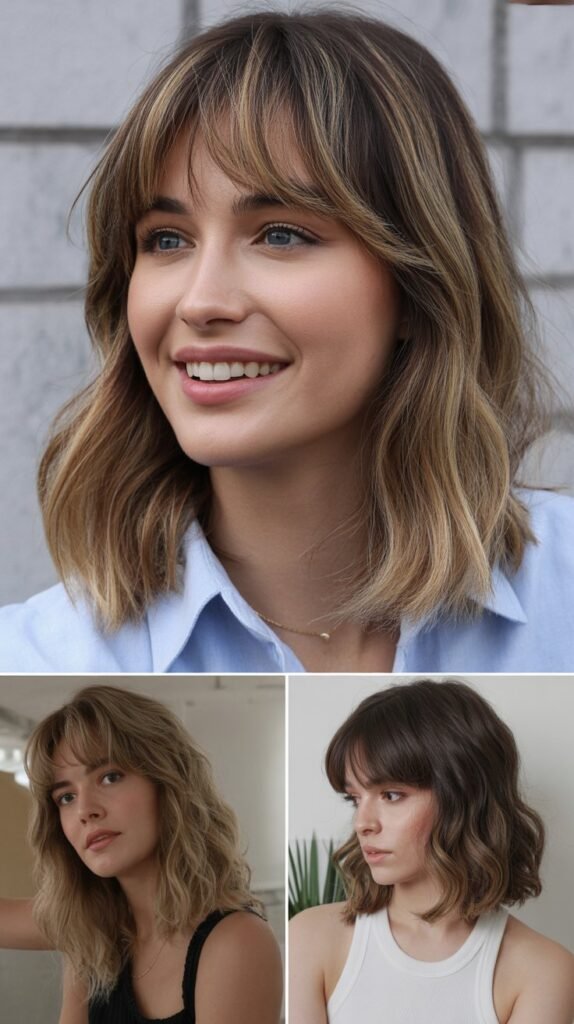 Face-Framing Bangs with Medium Hair