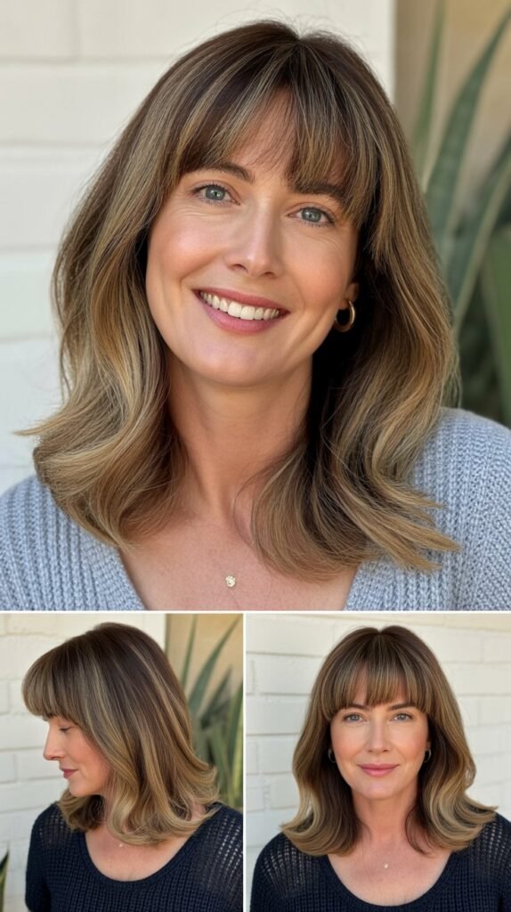Face-Framing Bangs with Highlighted Ends