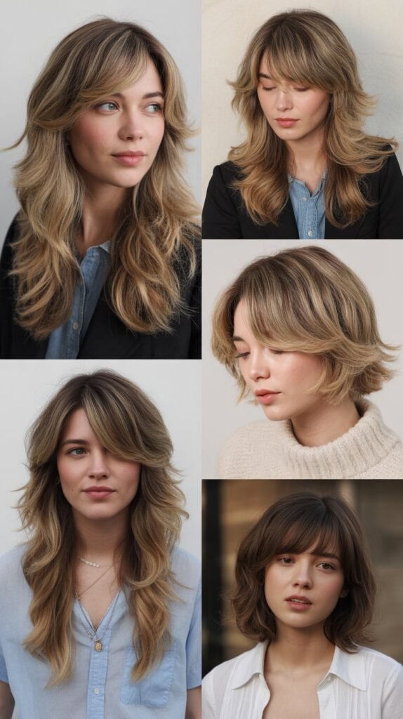 Feathered Side Bangs With Flowing Layers
