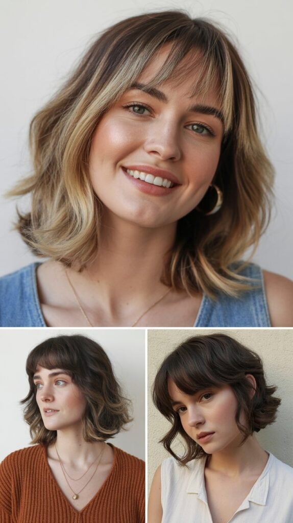 Graduated Bangs with Medium Layered Lob