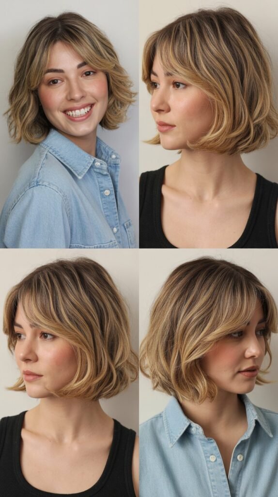 Graduated Side Bangs with Layered Medium Bob