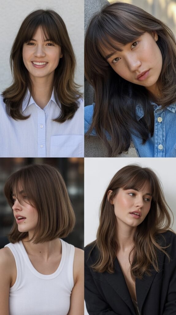 Korean-Style Wispy Bangs with Medium Straight Hair