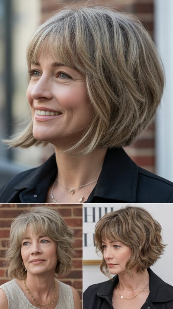 Layered Bob with Curtain Bangs