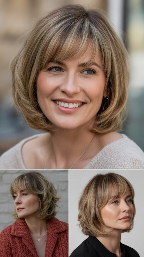  Layered Bob with Curtain Bangs