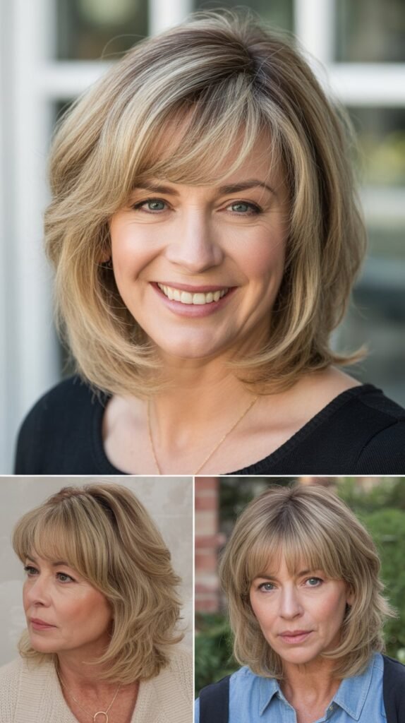  Layered Bob with Long Sweeping Bangs