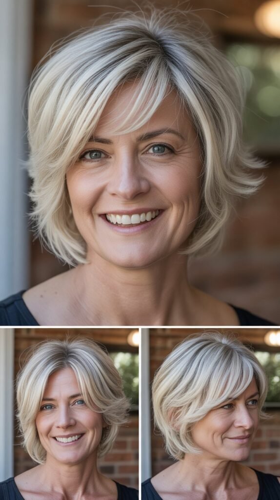  Layered Bob with Platinum Blonde Color