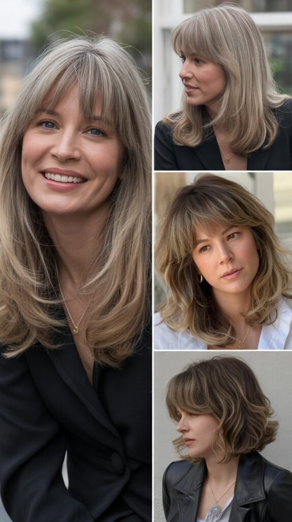 Layered Curtain Bangs with Long Hair