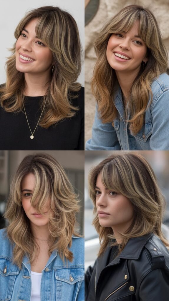 Layered Curtain Bangs with Medium Layered Hair