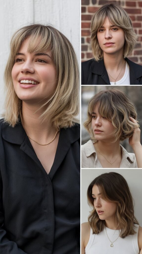 Layered Lob With Curtain Bangs