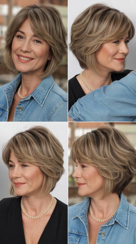 Layered Lob with Curtain Bangs