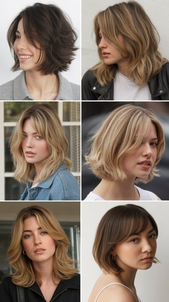 Layered Lob With Side-Swept Fringe