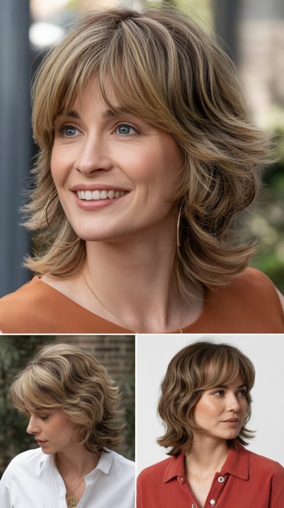  Layered Shag with Curtain Bangs